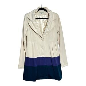 By Stella Women's Coat Color Blocked 3‎ Button Up Long Sleeve Collared Jacket